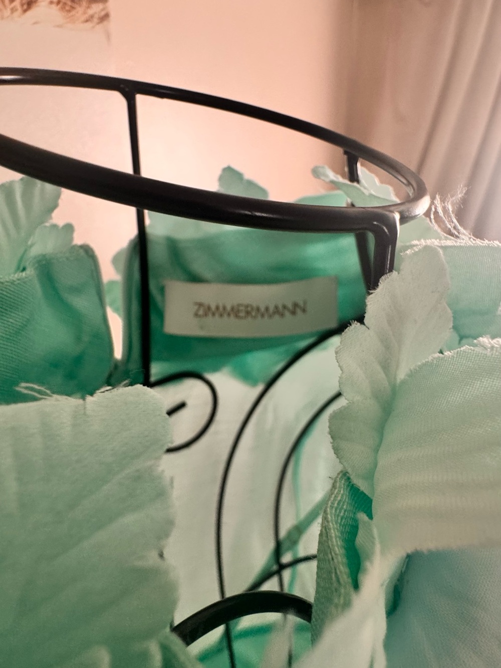 Zimmermann Mint Green Floral Applique Dress US size 4 - Picture 6 of 6